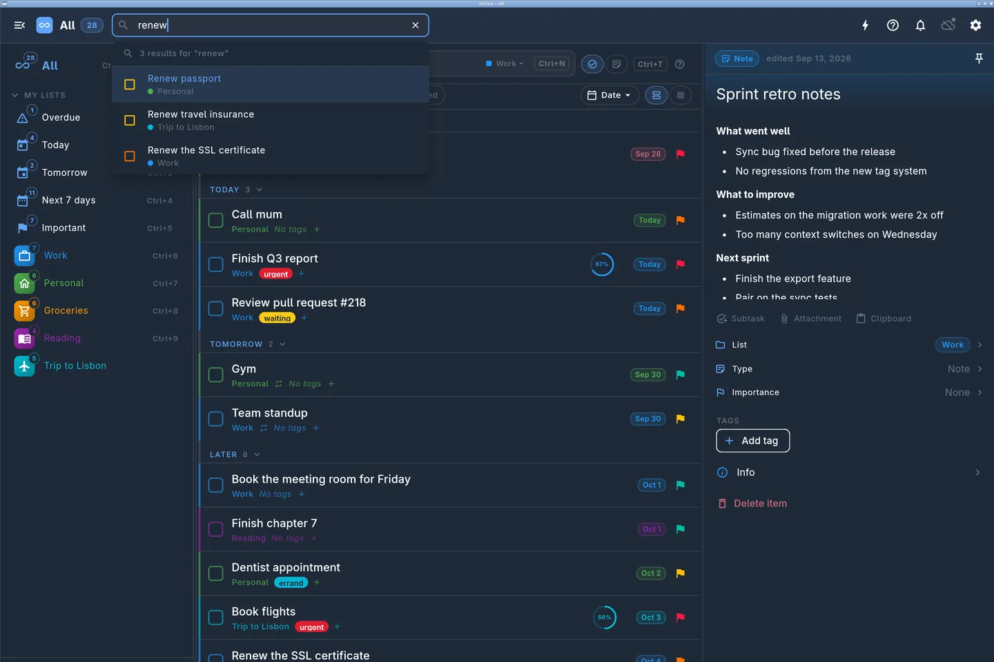 OxiTick desktop: Find it instantly