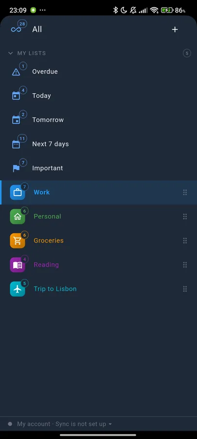 OxiTick on Android: Your lists, your way